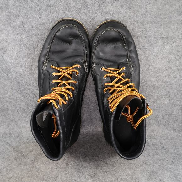 Danner Shoes Mens 10 EE Boots Leather Work Biker Bull Run Moc Toe 6" Black Shine - Picture 9 of 14